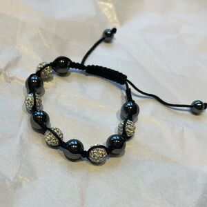 Black Hematite & Crystal Bracelet | Adjustable Sparkle Beaded Jewelry